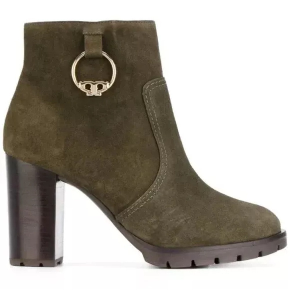 TORY BURCH Sophie lug sole bootie Dark Green Boots Shoes Womens Size 8.5